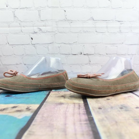 LL Bean Hearthside Brown Suede Fleece Lines Slippers Ballet Shoes 7 M - Picture 2 of 9
